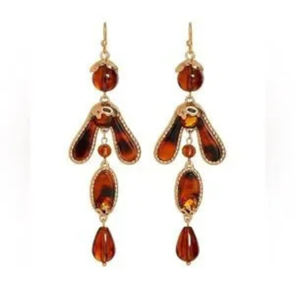 ?? Elegant Gold and Brown Dangle Earrings